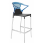 Кресло пластиковое барное PAPATYA Ego-K Bar алюминий, стеклопластик, пластик антрацит, синий Фото 1