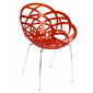 Кресло прозрачное PAPATYA Flora-ML сталь, поликарбонат хромированный, красный Фото 1