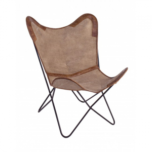 Кресло с обивкой Garden Relax Eaton алюминий, натуральная кожа бежевый Фото 9