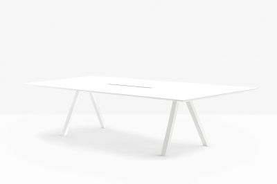 Стол с каналом для протяжки проводов PEDRALI Arki-Table CC Compact сталь, алюминий, компакт-ламинат HPL белый Фото 4