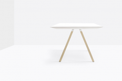 Стол ламинированный PEDRALI Arki-Table Wood дуб, алюминий, компакт-ламинат HPL беленый дуб, белый Фото 6