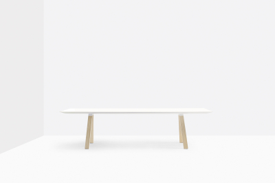 Стол ламинированный PEDRALI Arki-Table Wood дуб, алюминий, компакт-ламинат HPL беленый дуб, белый Фото 5