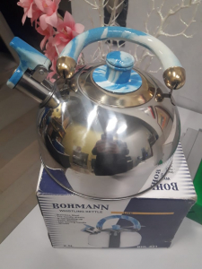 Чайник из нержавеющей стали со свистком,  синий Bohmann Фото 2