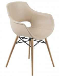 Кресло с обивкой PAPATYA Opal Wox KD сталь, пластик, кожа натуральный, бежевый Фото 1