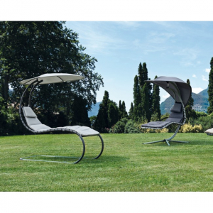Шезлонг-лежак металлический Garden Relax Larry сталь, текстилен светло-серый Фото 3