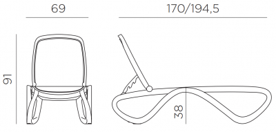 Шезлонг-лежак пластиковый Nardi Omega полипропилен, текстилен кофе Фото 2