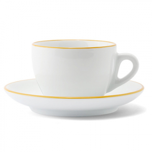 Кофейная пара для двойного капучино Ancap Verona Rims фарфор желтый, ободок на чашке/блюдце Фото 2