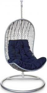 Кресло плетеное подвесное KVIMOL КМ-1011 сталь, искусственный ротанг серый Фото 1