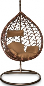 Кресло плетеное подвесное KVIMOL KM-1034 сталь, искусственный ротанг коричневый Фото 1