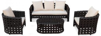 Комплект плетеной мебели KVIMOL KM-0008 алюминий, искусственный ротанг черный, бежевый Фото 2