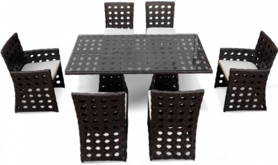 Обеденный комплект плетеной мебели KVIMOL KM-0012 алюминий, искусственный ротанг черный Фото 2