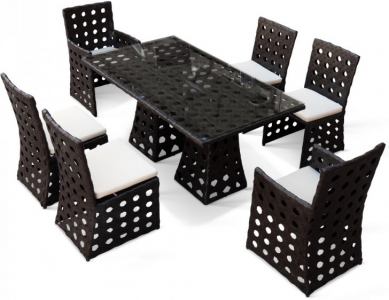 Обеденный комплект плетеной мебели KVIMOL KM-0012 алюминий, искусственный ротанг черный Фото 1