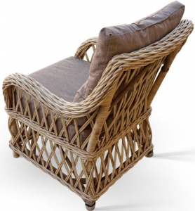 Кресло плетеное с подушкой KVIMOL KM-2004 сталь, искусственный ротанг, ткань оксфорд бежевый Фото 2