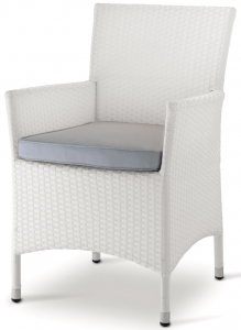 Кресло плетеное с подушкой Grattoni GS 909 алюминий, искусственный ротанг, ткань белый, серый Фото 1