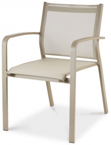Кресло металлическое текстиленовое Grattoni GS 936 алюминий, текстилен тортора, шампанское Фото 1