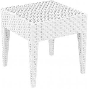 Столик для шезлонга плетеный Grattoni GT 1009 пластик с имитацией плетения белый Фото 1