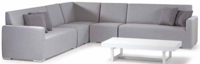 Комплект модульной мягкой мебели Grattoni Modular алюминий, ткань sunbrella белый, светло-серый Фото 1