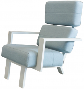 Кресло-шезлонг с пуфом Grattoni Nozum алюминий, ткань sunbrella белый, светло-серый Фото 2
