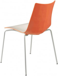 Стул пластиковый Scab Design Zebra Bicolore 4 legs сталь, полимер белый, оранжевый Фото 1
