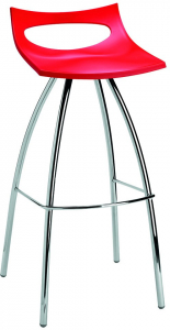 Стул барный пластиковый Scab Design Diablito сталь, технополимер хром, красный Фото 1