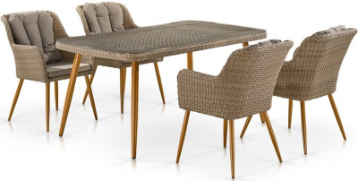 Комплект плетеной мебели Afina T363B/Y363B-W65 4PCS Light Brown искусственный ротанг, сталь светло-коричневый Фото 1