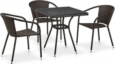 Комплект плетеной мебели Afina T282BNT/Y137C-W53 Brown 3Pcs искусственный ротанг, сталь коричневый Фото 1