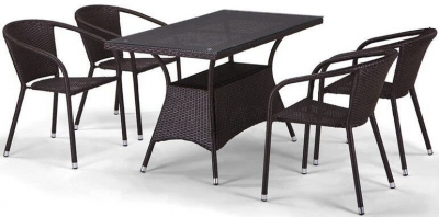 Комплект плетеной мебели Afina T198D/Y137C-W53 Brown 4Pcs искусственный ротанг, сталь коричневый Фото 1