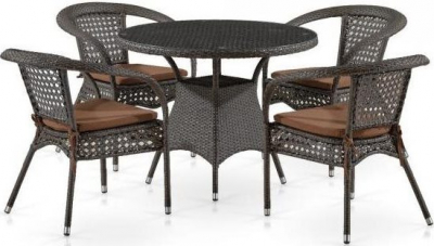 Комплект плетеной мебели Afina T220CT/Y32-W53 Brown 4Pcs искусственный ротанг, сталь коричневый Фото 1