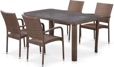 Комплект плетеной мебели Afina T51A/Y376-W773-150x85 4Pcs Brown искусственный ротанг, сталь коричневый Фото 1