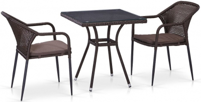 Комплект плетеной мебели Afina T282BNT/Y35B-W2390 Brown 2Pcs искусственный ротанг, сталь коричневый, бронза Фото 1