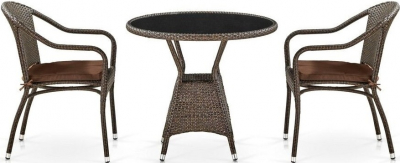 Комплект плетеной мебели Afina T707ANS/Y480A-W53 2PCS Brown искусственный ротанг, сталь коричневый Фото 1