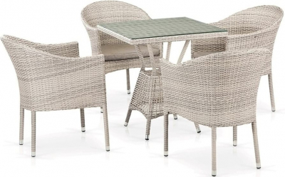 Комплект плетеной мебели Afina T706/Y350A-W85-70x70 4Pcs Latte искусственный ротанг, сталь латте Фото 1