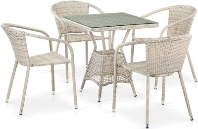 Комплект плетеной мебели Afina T706/Y137C-W85-70x70 4Pcs Latte искусственный ротанг, сталь латте Фото 1
