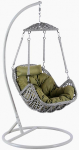 Кресло плетеное подвесное Afina AFM-640A Grey искусственный ротанг, сталь серый, хаки Фото 1