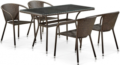 Комплект плетеной мебели Afina T286B/Y137C-W53 Brown 4Pcs искусственный ротанг, сталь коричневый Фото 1