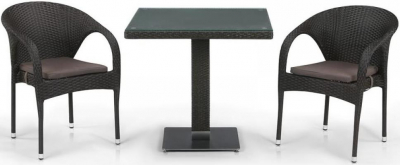 Комплект плетеной мебели Afina T605SWT/Y290W-W53 Brown 2Pcs искусственный ротанг, сталь коричневый Фото 1