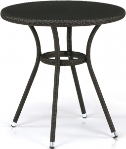 Стол плетеный со стеклом Afina T282ANS-W53-D72 Brown сталь, искусственный ротанг, стекло коричневый, черный Фото 1