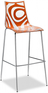 Стул барный пластиковый Scab Design Wave сталь, технополимер хром, оранжевый Фото 1