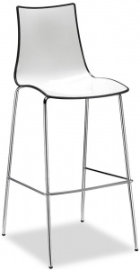 Стул барный пластиковый Scab Design Zebra Bicolore сталь, полимер хром, белый, антрацит Фото 1