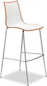 Стул барный пластиковый Scab Design Zebra Bicolore сталь, полимер хром, белый, оранжевый Фото 1