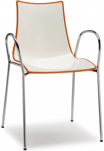 Кресло пластиковое двухцветное Scab Design Zebra Bicolore сталь, полимер хром, белый, оранжевый Фото 1