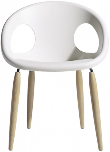 Кресло пластиковое Scab Design Natural Drop сталь, дуб, технополимер натуральный дуб, лен Фото 1