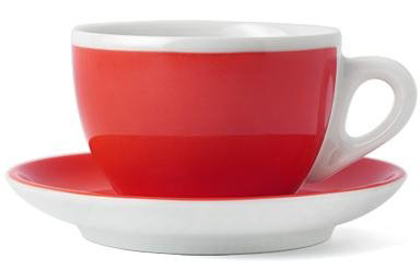 Кофейная пара для латте Ancap Verona Millecolori фарфор красный, деколь чашка, ручка, блюдце Фото 1