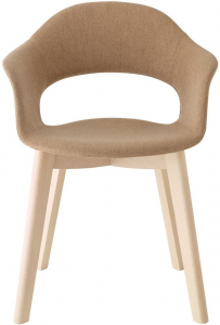 Кресло с обивкой Scab Design Natural Lady B Pop бук, полипропилен, ткань отбеленный бук, тортора Фото 1