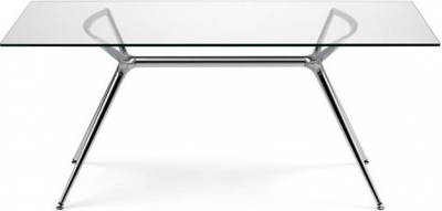 Стол стеклянный обеденный Scab Design Metropolis сталь, алюминий, закаленное стекло хром Фото 1