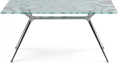 Стол стеклянный обеденный Scab Design Metropolis сталь, алюминий, закаленное стекло хром, рисунок Фото 1