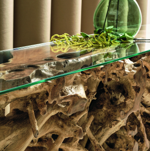 Стол обеденный Giardino Di Legno Radice дерево, закаленное стекло Фото 5