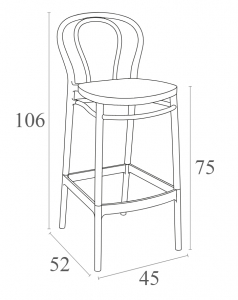 Стул пластиковый барный Siesta Contract Victor Bar 75 стеклопластик темно-серый Фото 2