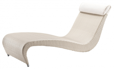 Шезлонг-лежак дизайнерский RosaDesign Zefiro алюминий, искусственный ротанг, ткань белый Фото 1