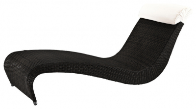 Шезлонг-лежак дизайнерский RosaDesign Zefiro алюминий, искусственный ротанг, ткань черный, белый Фото 1